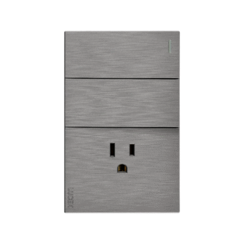 Placa plana con 2 interruptores sencillos y 1 contacto de 1 módulo