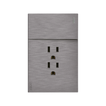 Placa plana con 1 interruptor sencillo y 2 contactos de 1 módulo