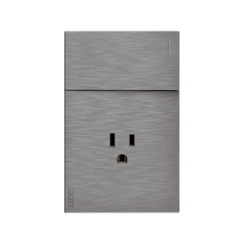 Placa plana con interruptor sencillo y contacto de 1.5 módulos
